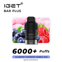 IGET vape Nederland bar plus pod 6000 trekjes 46N8T252 bosbessen-frambozen kauwgom