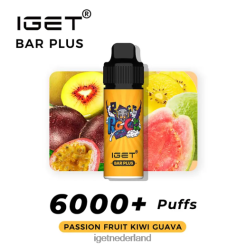 nicotinevrije IGET bar Amsterdam-reep plus vape-kit 46N8T375 passievrucht-kiwi-guave