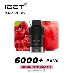 nicotinevrije IGET bar salereep plus pod 6000 trekjes 46N8T379 kersen granaatappel