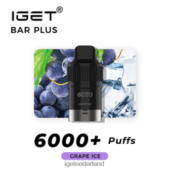 nicotinevrije IGET vape Nederlandreep plus pod 6000 trekjes 46N8T382 druiven ijs