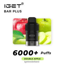 nicotinevrije IGET vape salereep plus pod 6000 trekjes 46N8T378 dubbele appel