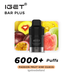 nicotinevrije IGET vape shopreep plus pod 6000 trekjes 46N8T383 passievrucht-kiwi-guave